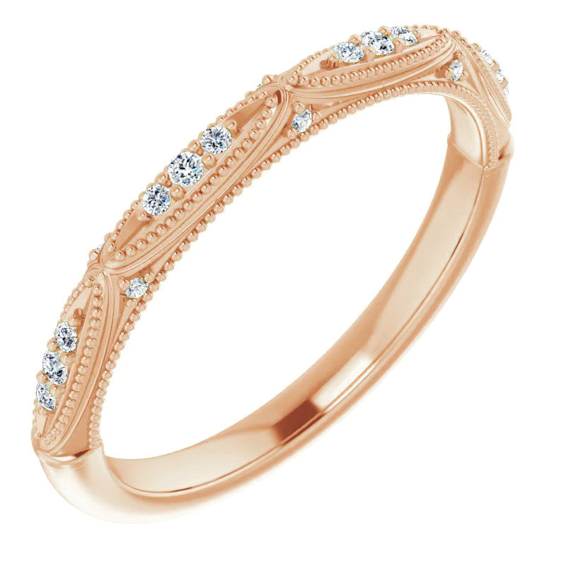 Milgrain Accented Moissanite Stackable Band