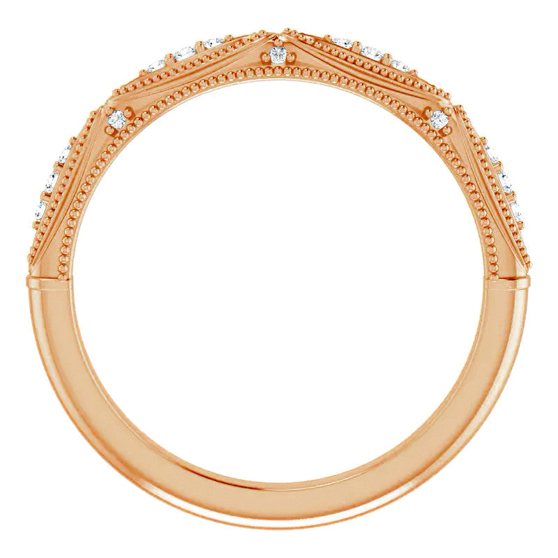 Milgrain Accented Moissanite Stackable Band