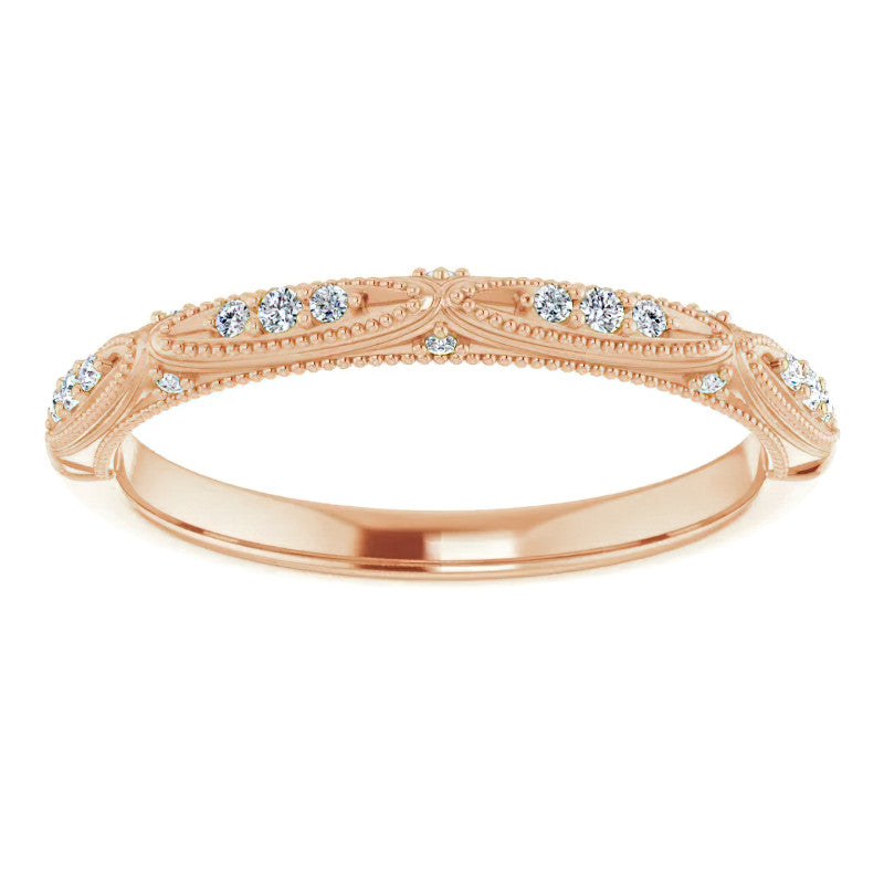 Milgrain Accented Moissanite Stackable Band