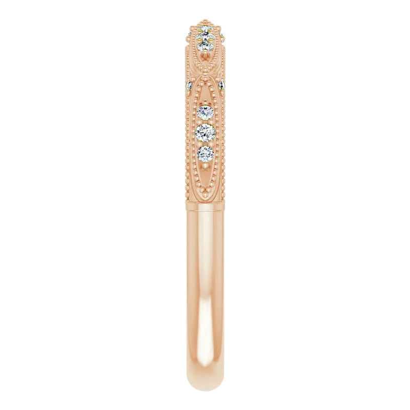 Milgrain Accented Moissanite Stackable Band