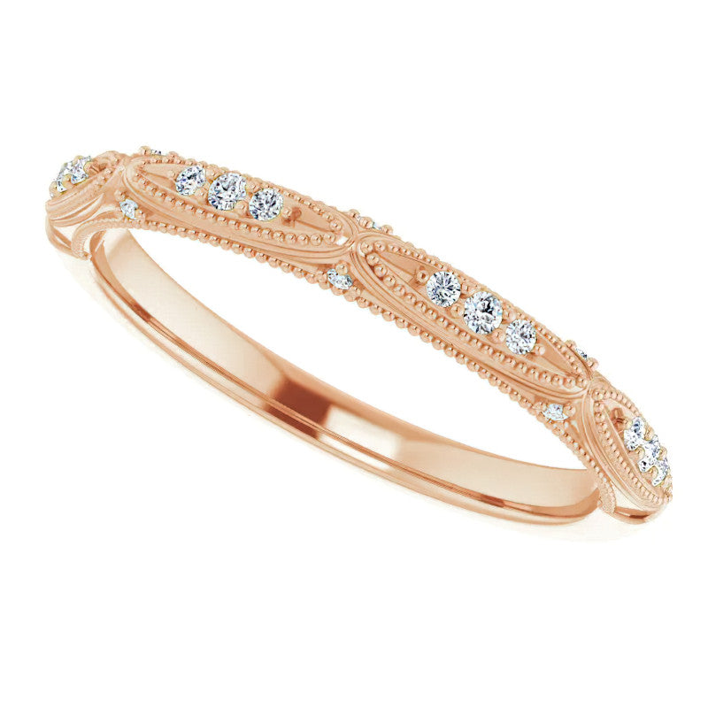 Milgrain Accented Moissanite Stackable Band