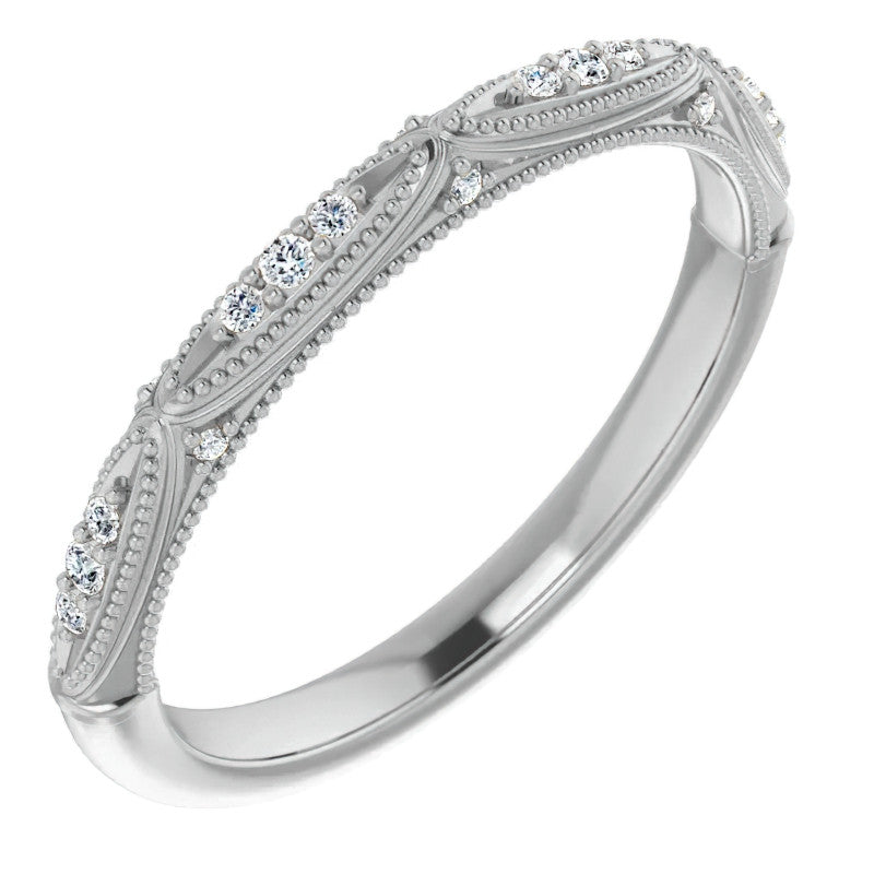 Milgrain Accented Moissanite Stackable Band