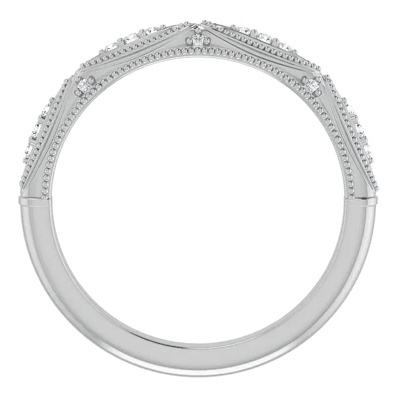 Milgrain Accented Moissanite Stackable Band