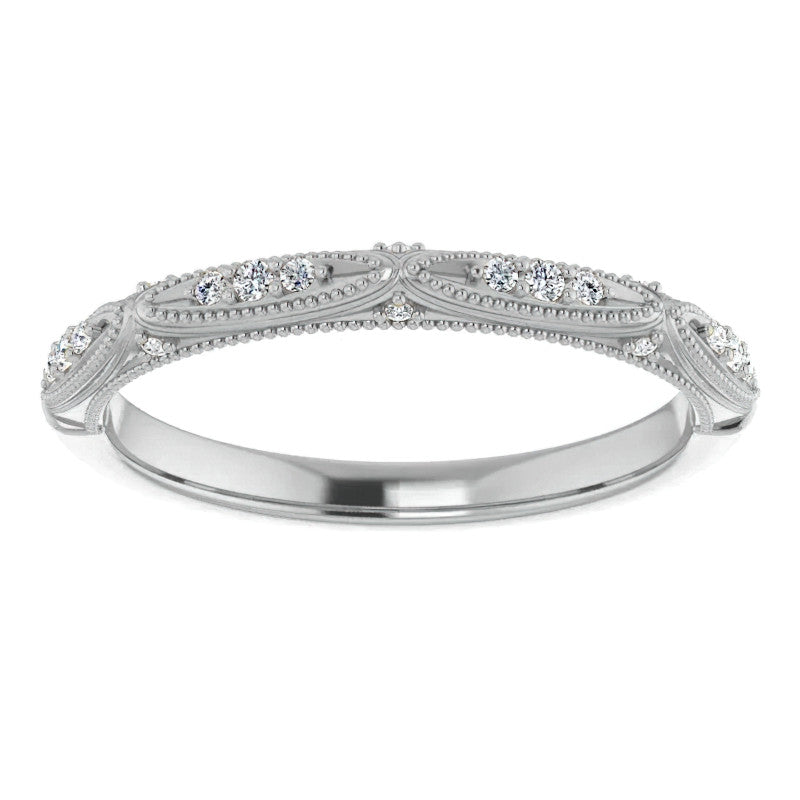 Milgrain Accented Moissanite Stackable Band