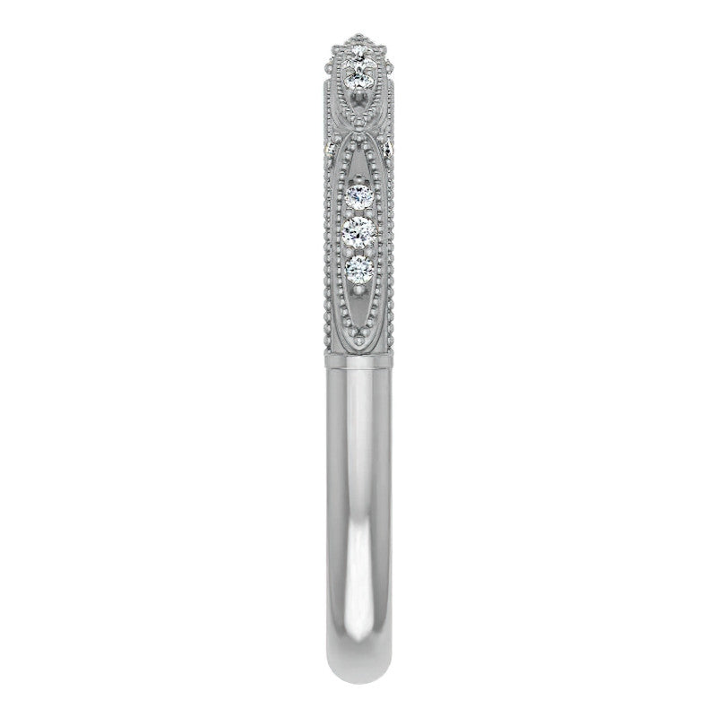 Milgrain Accented Moissanite Stackable Band