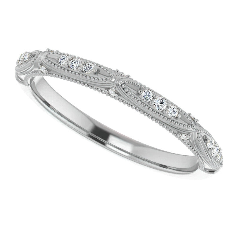 Milgrain Accented Moissanite Stackable Band