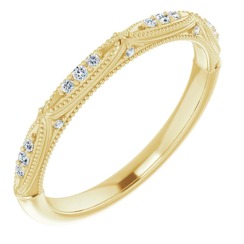 Milgrain Accented Moissanite Stackable Band