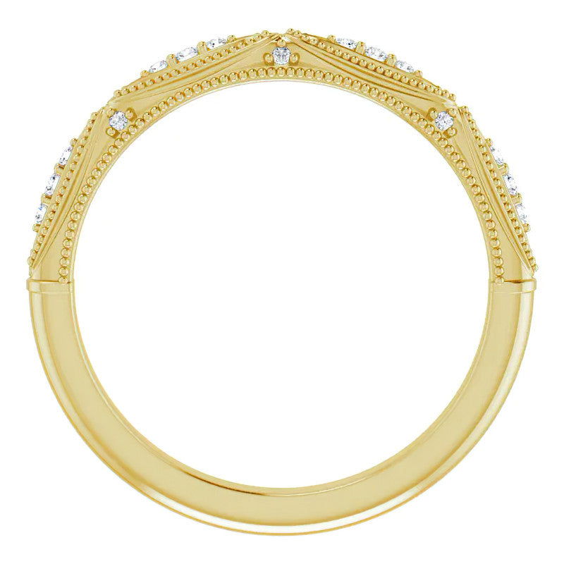 Milgrain Accented Moissanite Stackable Band