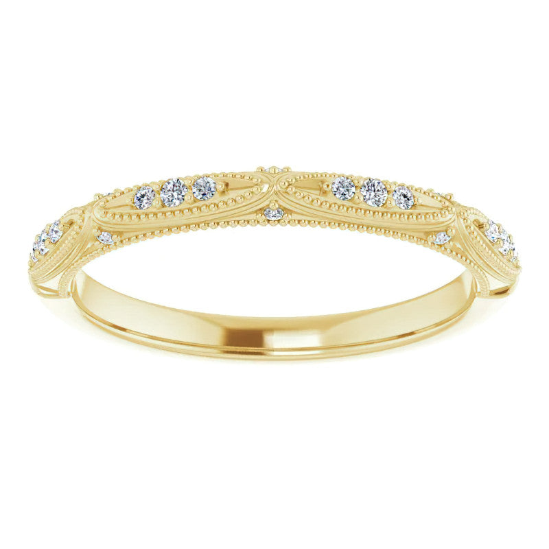 Milgrain Accented Moissanite Stackable Band
