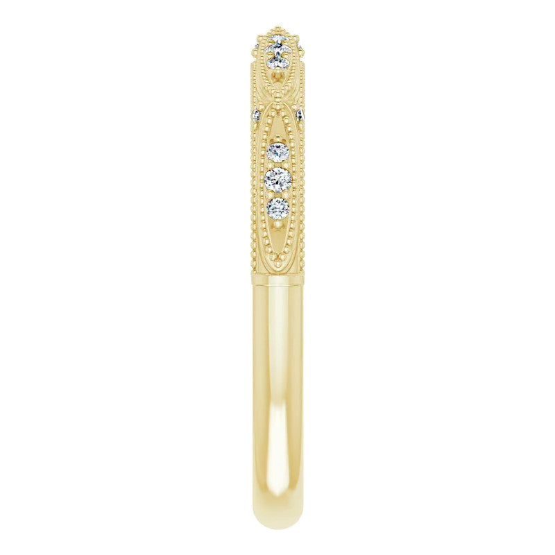 Milgrain Accented Moissanite Stackable Band