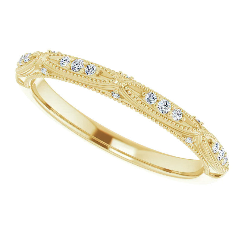 Milgrain Accented Moissanite Stackable Band