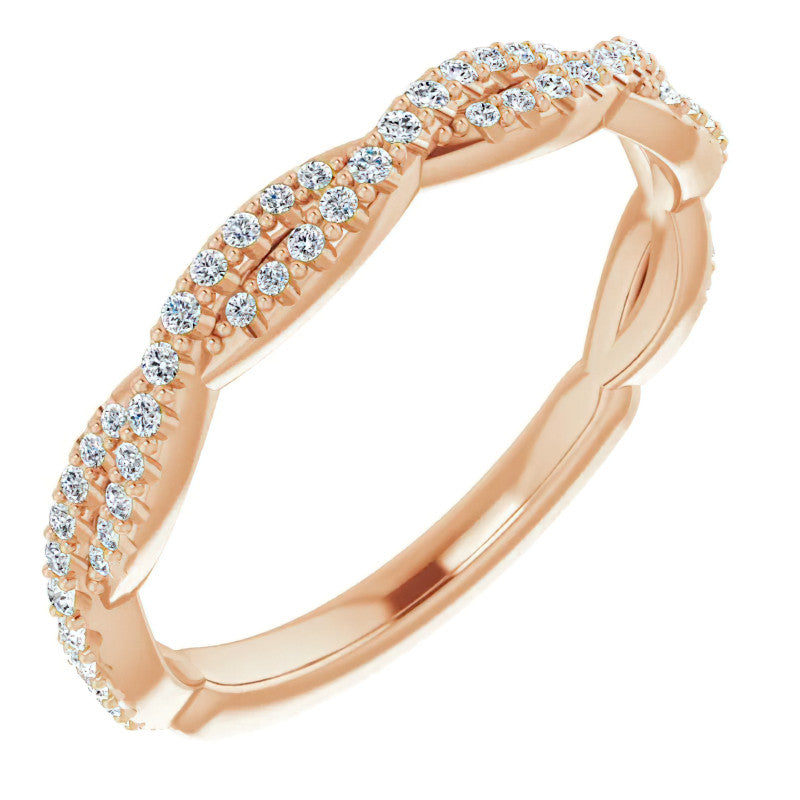Round Moissanite Twisted Stackable Band