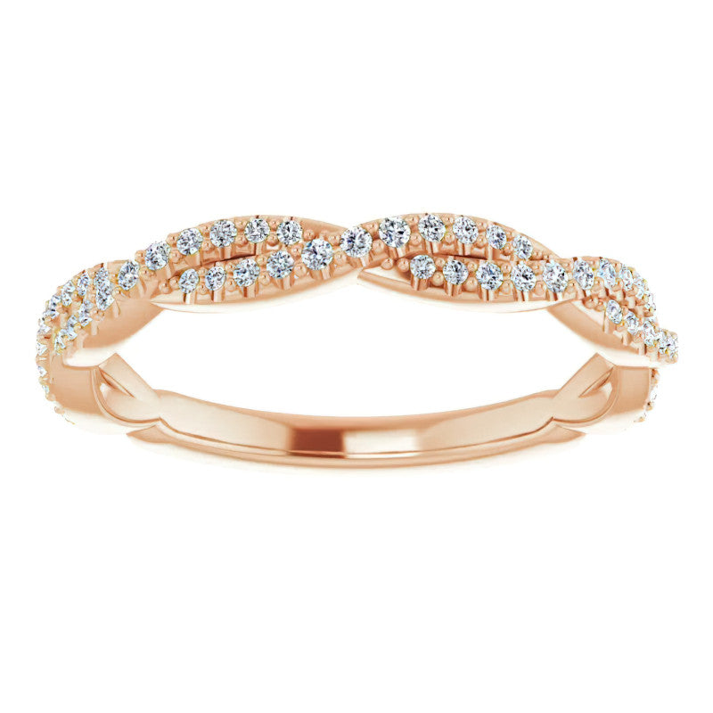 Round Moissanite Twisted Stackable Band