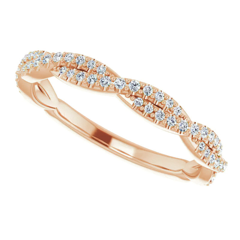 Round Moissanite Twisted Stackable Band