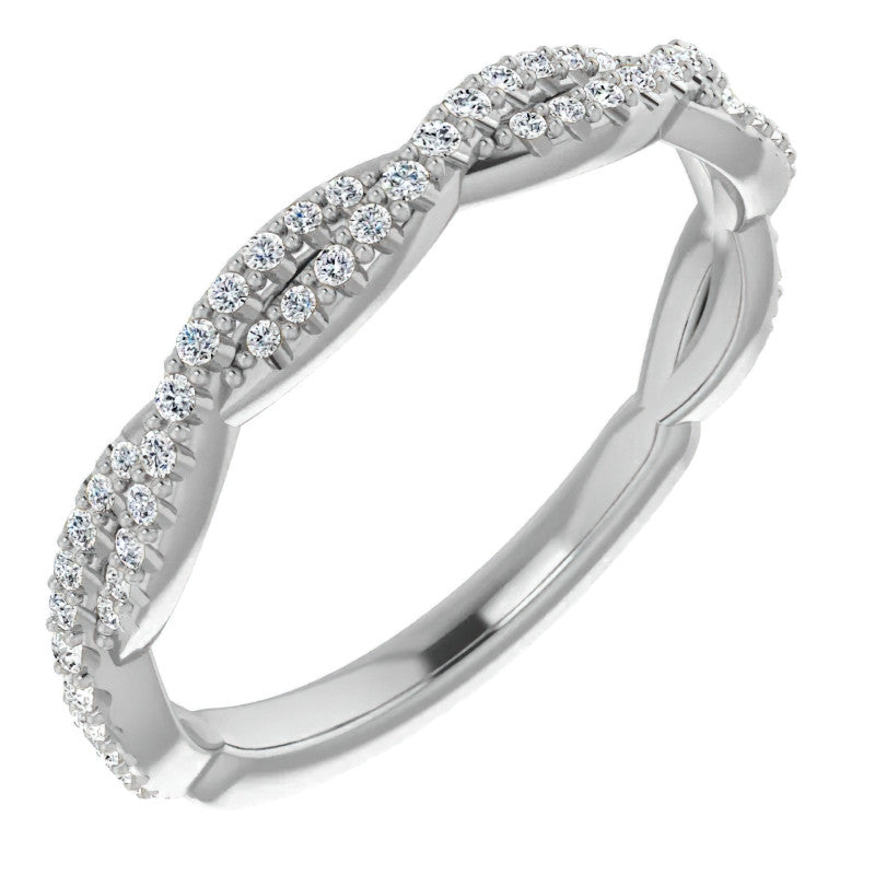 Round Moissanite Twisted Stackable Band