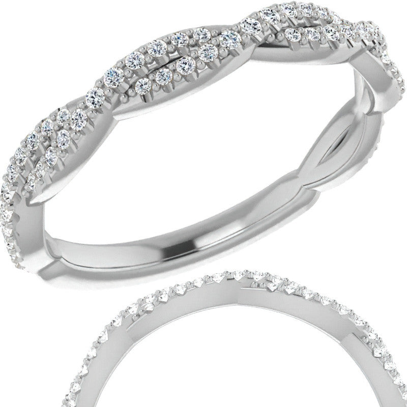 Round Moissanite Twisted Stackable Band