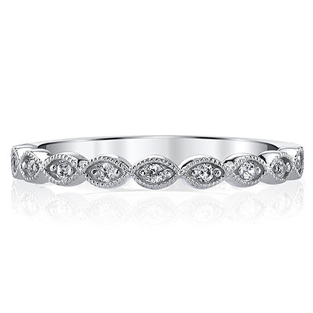 Scalloped Milgrain Round Brilliant Moissanite Stackable Ring