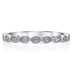 Scalloped Milgrain Round Brilliant Moissanite Stackable Ring