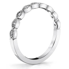 Scalloped Milgrain Round Brilliant Moissanite Stackable Ring
