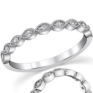 Scalloped Milgrain Round Brilliant Moissanite Stackable Ring