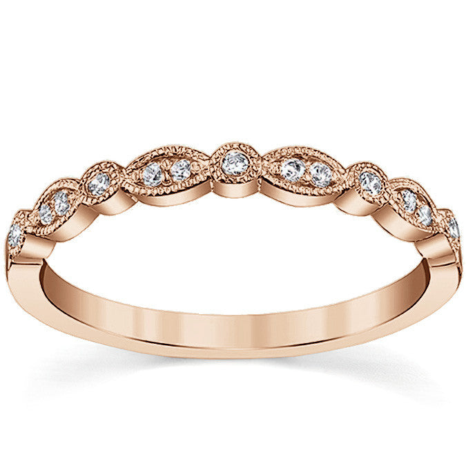 Round & Marquise Shaped Stackable Milgrain Moissanite Band