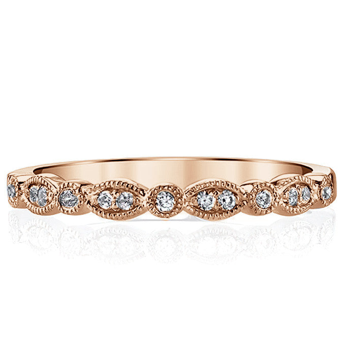 Round & Marquise Shaped Stackable Milgrain Moissanite Band