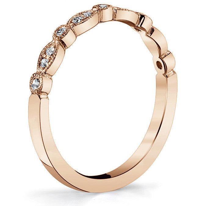 Round & Marquise Shaped Stackable Milgrain Moissanite Band