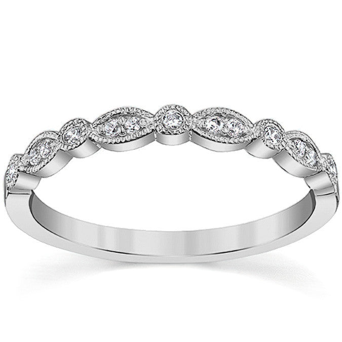 Round & Marquise Shaped Stackable Milgrain Moissanite Band