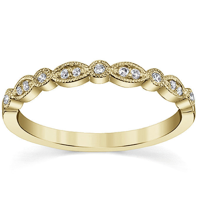 Round & Marquise Shaped Stackable Milgrain Moissanite Band