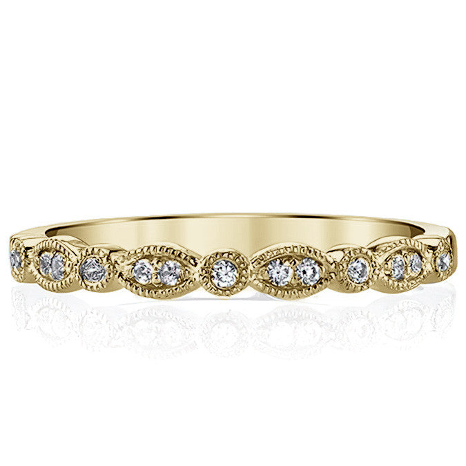 Round & Marquise Shaped Stackable Milgrain Moissanite Band