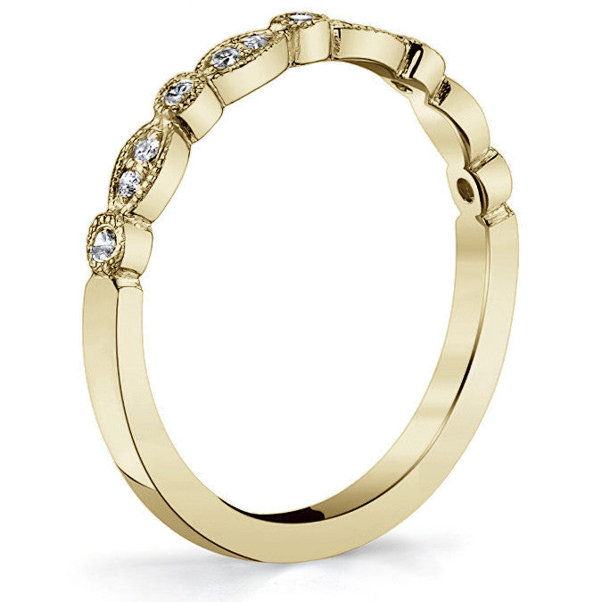 Round & Marquise Shaped Stackable Milgrain Moissanite Band