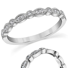 Round & Marquise Shaped Stackable Milgrain Moissanite Band