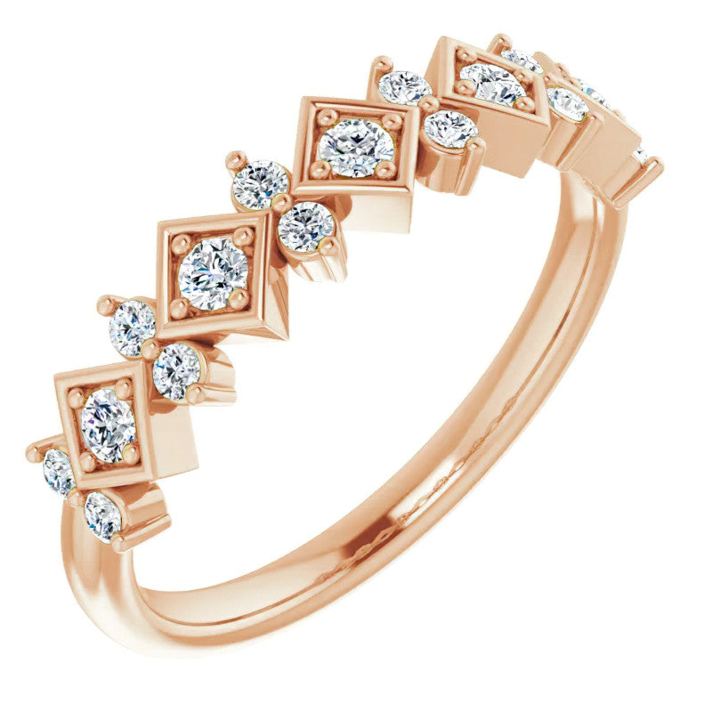 Round Moissanite Geometric Stackable Band