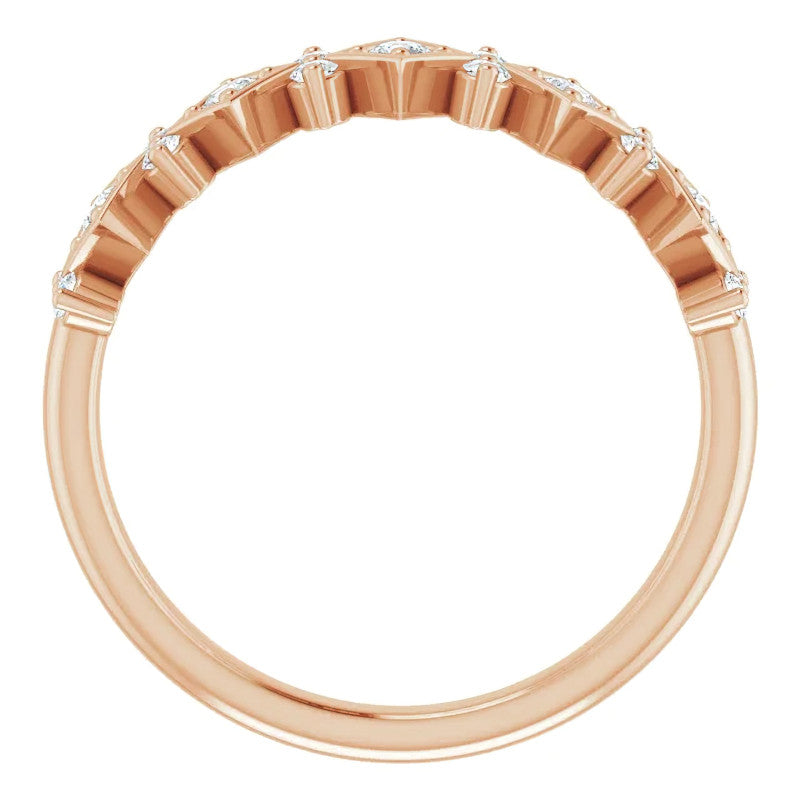 Round Moissanite Geometric Stackable Band
