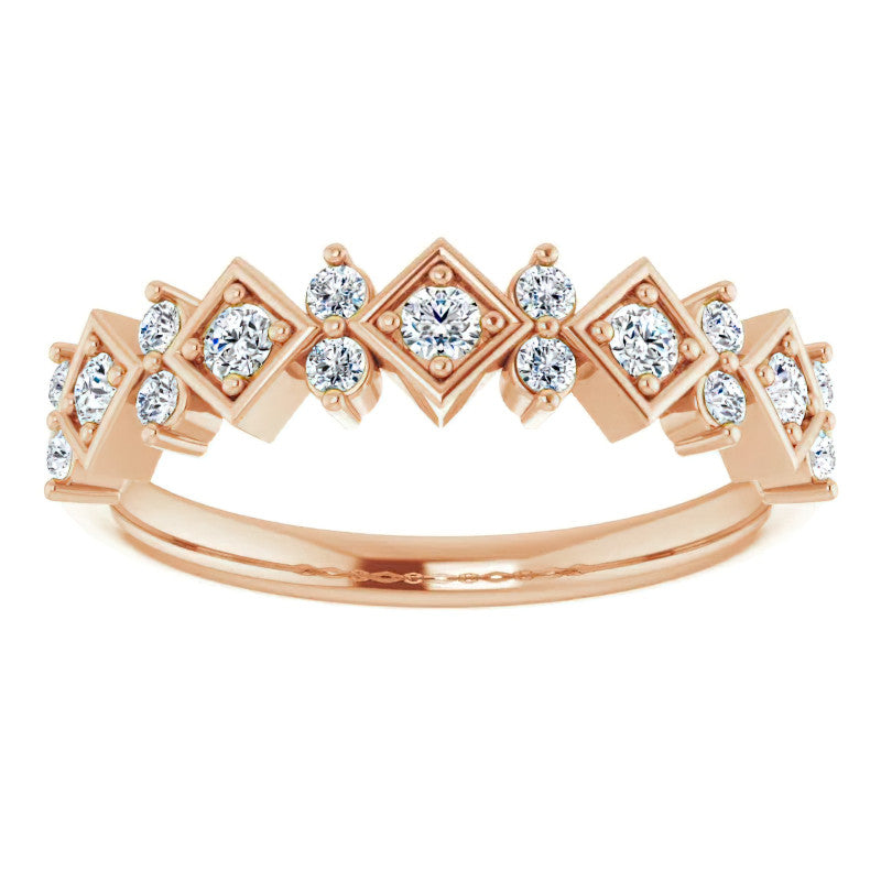 Round Moissanite Geometric Stackable Band