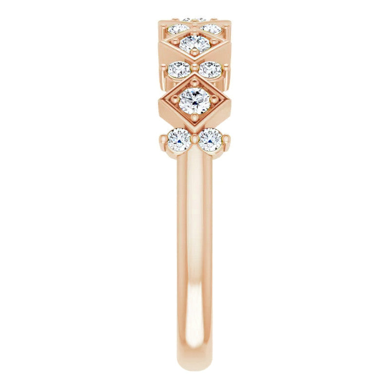 Round Moissanite Geometric Stackable Band