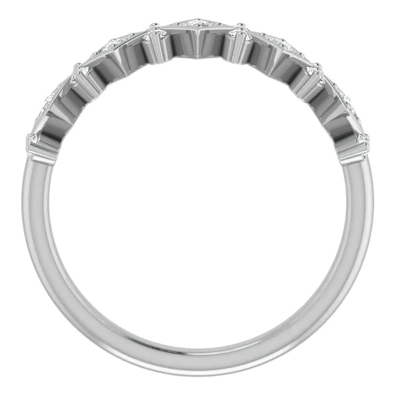 Round Moissanite Geometric Stackable Band