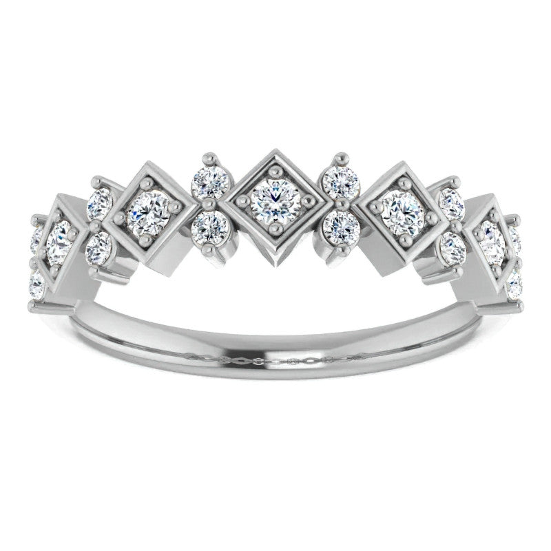 Round Moissanite Geometric Stackable Band