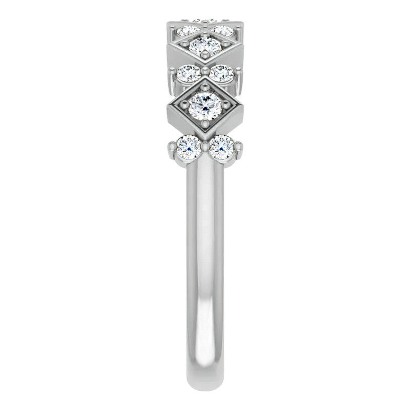 Round Moissanite Geometric Stackable Band