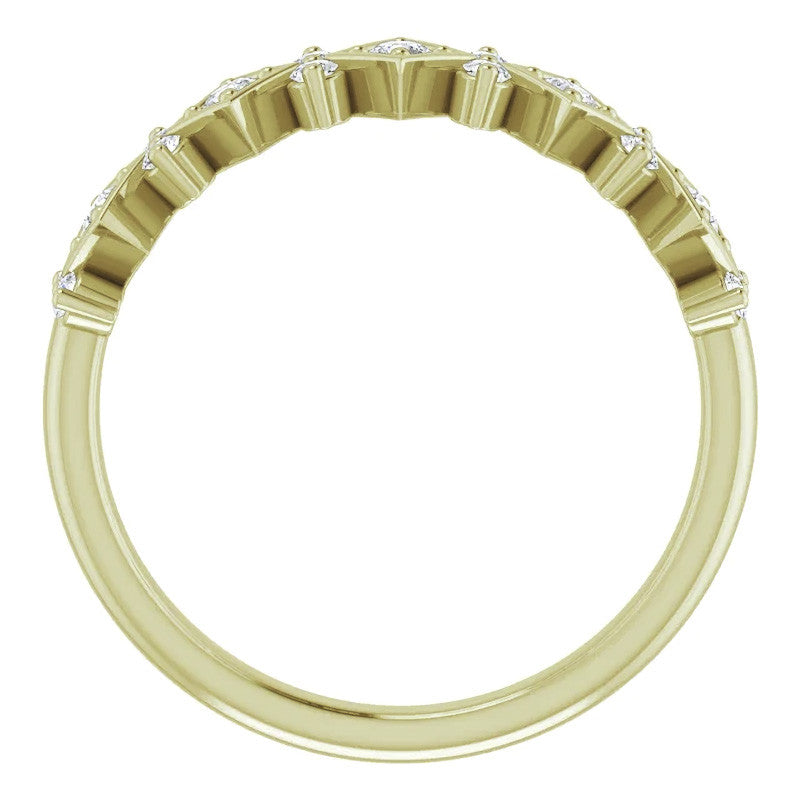 Round Moissanite Geometric Stackable Band