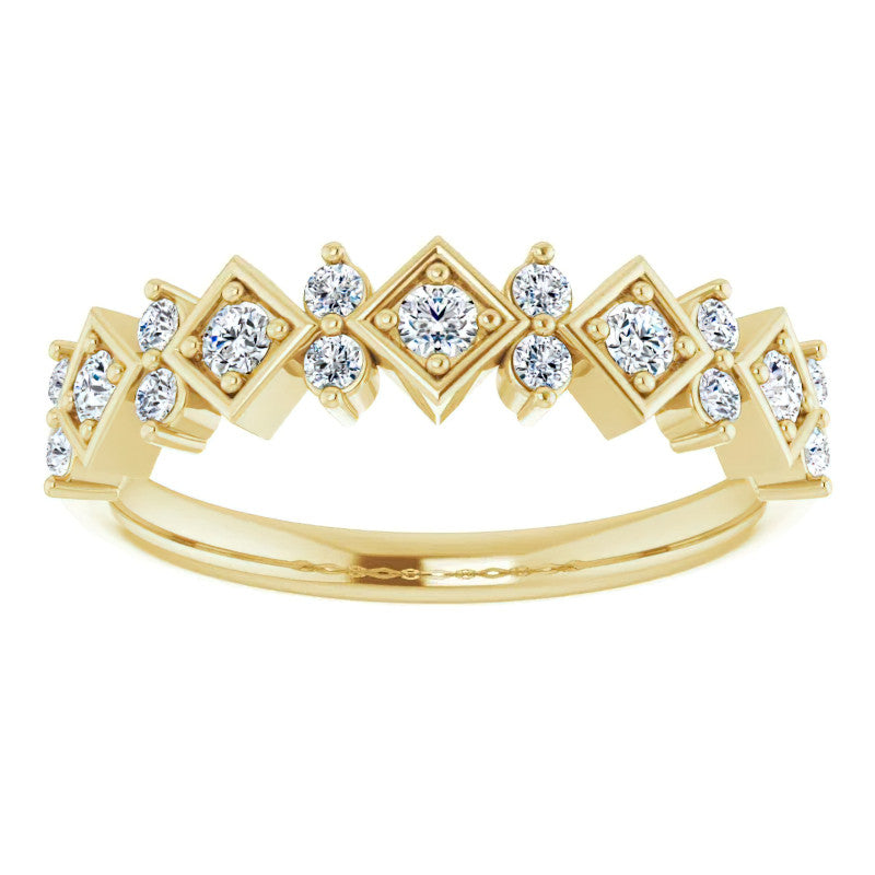 Round Moissanite Geometric Stackable Band