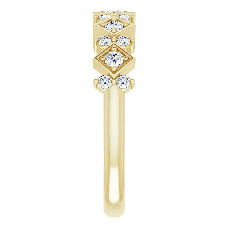Round Moissanite Geometric Stackable Band