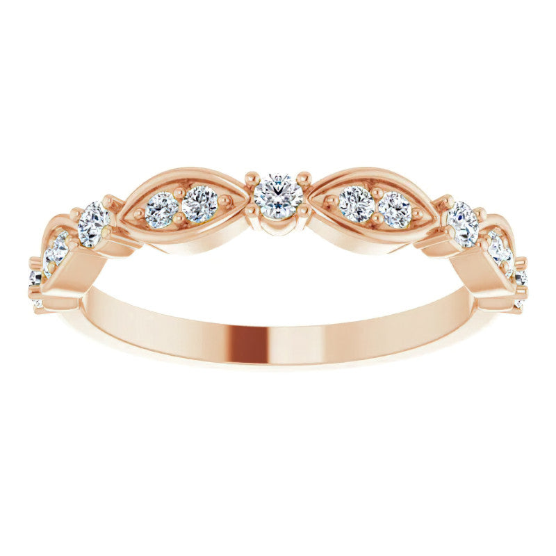 Round Brilliant Moissanite Scalloped Stackable Band