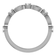 Round Brilliant Moissanite Scalloped Stackable Band
