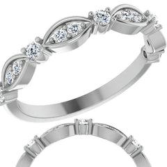 Round Brilliant Moissanite Scalloped Stackable Band