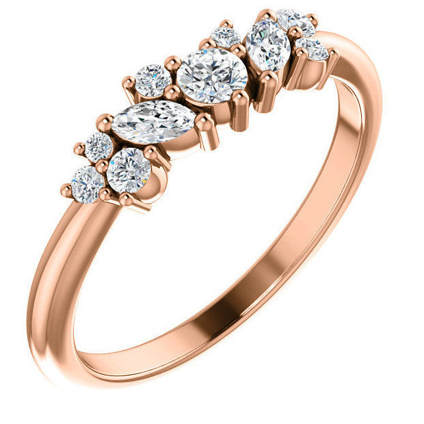 Round Marquise Moissanite Stackable Band