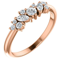 Round Marquise Moissanite Stackable Band