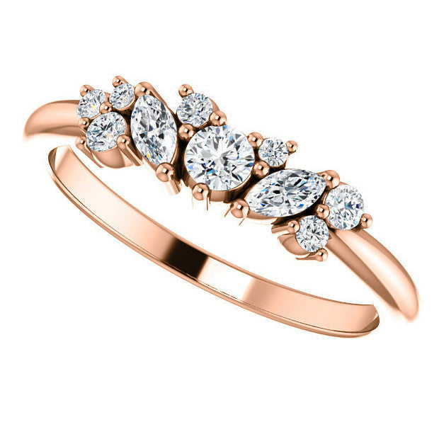 Round Marquise Moissanite Stackable Band