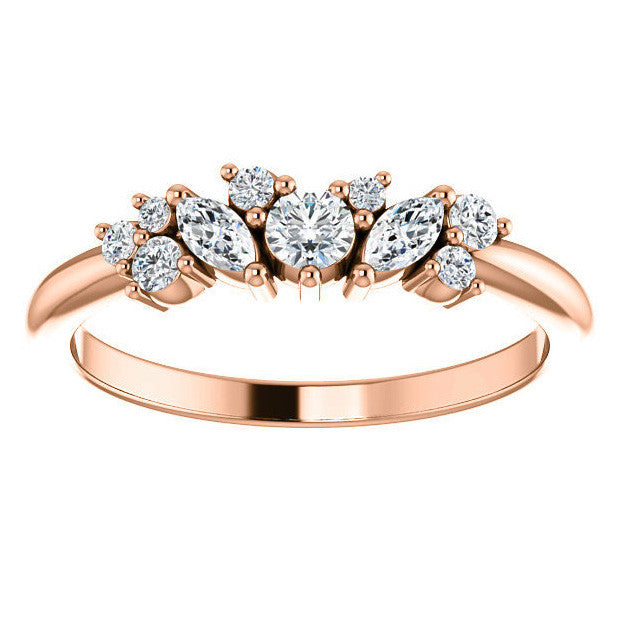 Round Marquise Moissanite Stackable Band