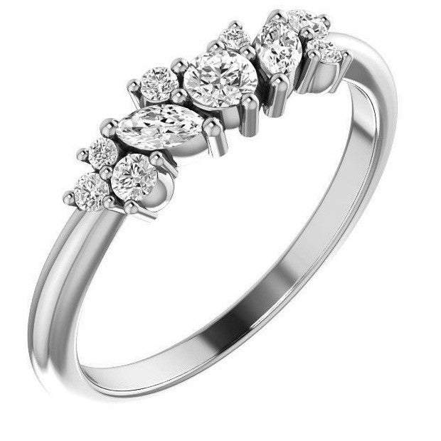 Round Marquise Moissanite Stackable Band